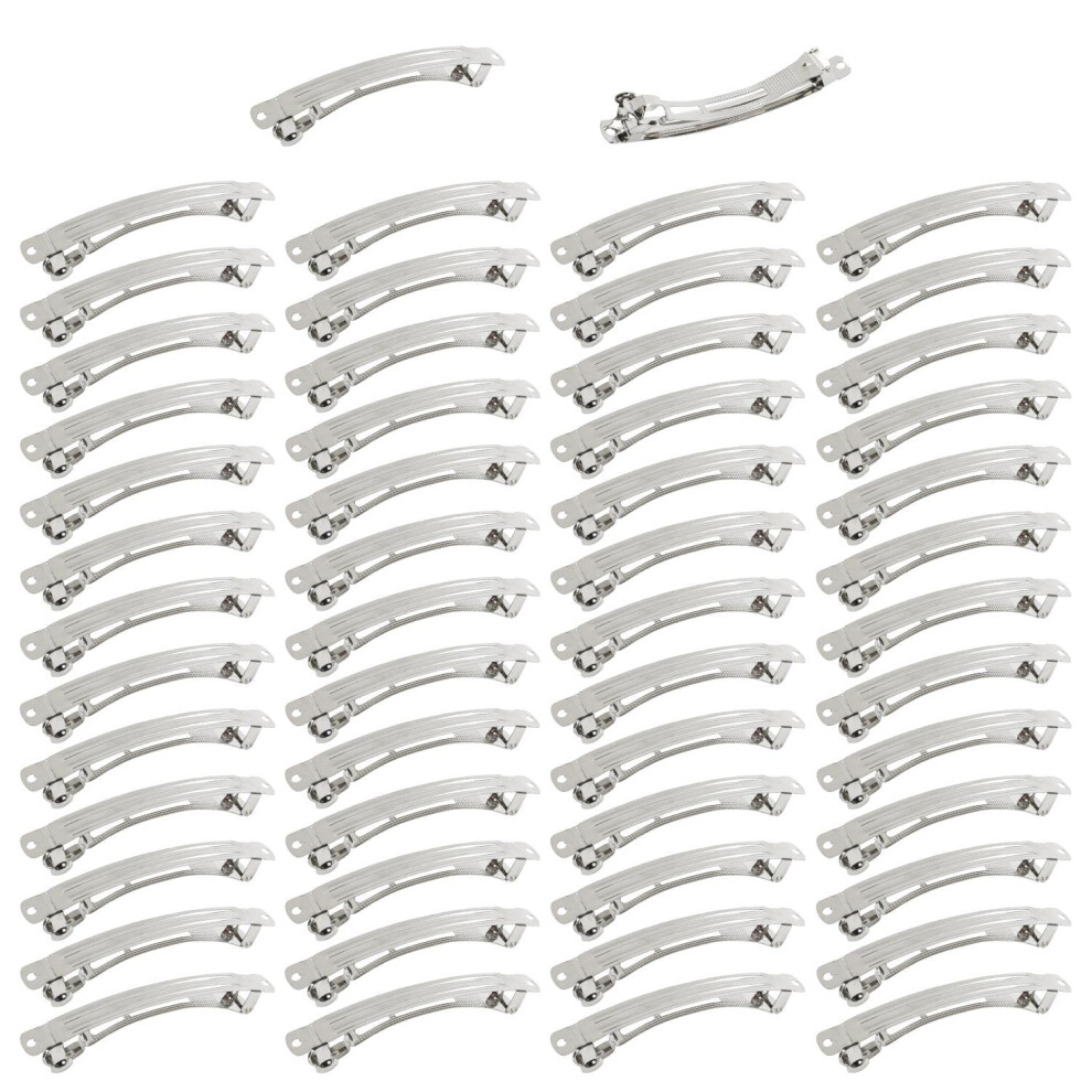 Lawie Silver 50 Pack 4 Inch Large Blank Rectangle Metal French Barrette 10Cm Hair Clips Diy Crafts Plain Barrettes For Bows Thick Hair Snap Clips Pony