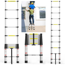 3.2m Aluminum Telescopic Ladder, Automatic Locking,Free Height Adjustment,Max. Load 150kg,Multi-Purpose Ladder for Garden, Indoor, Home