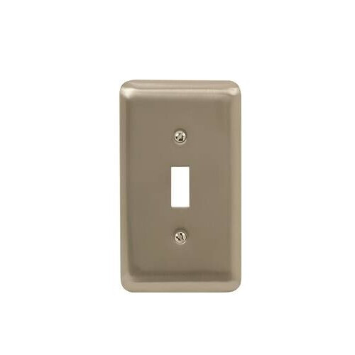 Amerelle Devon Round Corner Single Toggle Steel Wallplate in Brushed Nickel