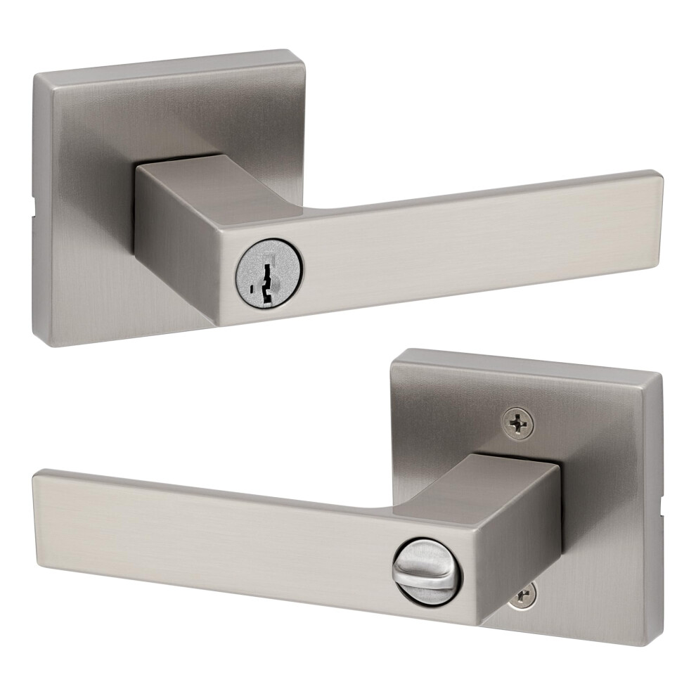 Kwikset Singapore Entry Door Handle With Lock And Key Secure Keyed Reversible Lever Exterior For Front Entrance And Bedrooms Satin Nickel Pick Res 883351808859