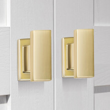 VEHCIL 10 Pack Square Brushed Brass Gold Cabinet Knobs Single Hole Cabinet Handles Gold Knobs for Cabinets and Drawers Cupboard Closet Bathroom Dress