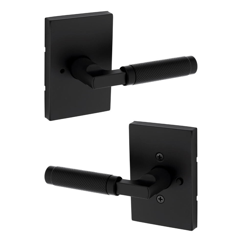 Kwikset Prava, Maniglia Per Porta Interna Con Serratura, Per Bagno E Camera Da Letto, Nero Opaco, Reversibile, Senza Chiave, Con Protezione Microban-image