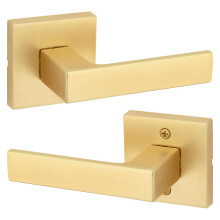 Kwikset Singapore Interior Passage Door Handle  Lever for Closet and Hallway Doors  Reversible Non-Locking Handle Lever  Satin Brass  with Microban Pr