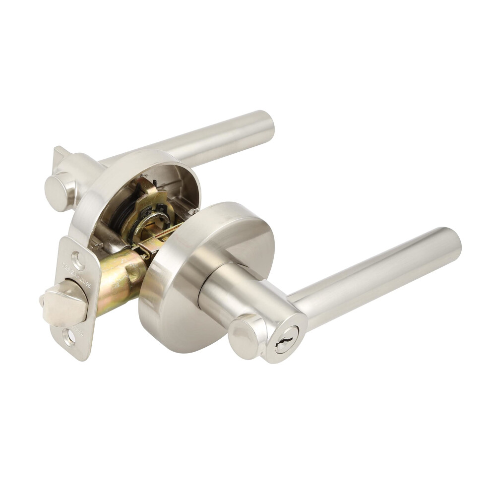 Photos - Door Handle Design House 580977 Eastport Contemporary Entry Door Lever Satin Nickel