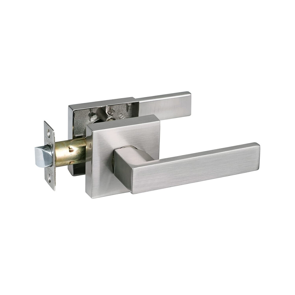 Newbang Hall/Closet Lever Handle Lock Satin Nickel Finish-Heavy Duty Door Lock Handle In Silver For Passage Door 6131637224300
