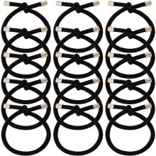 KIKOOD 15pcs Black Elastic Hair Ties Ponytail Holders for Women Knotted Hair Rope Adjustable Stretchy Rubber Bands Bow Hair Ties for Girls Hair Acces