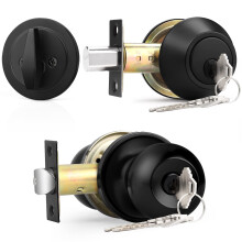 Probrico Flat Black Entry Drrknopp och encylindrig Deadbolt Set Keyed Alike 1Pack
