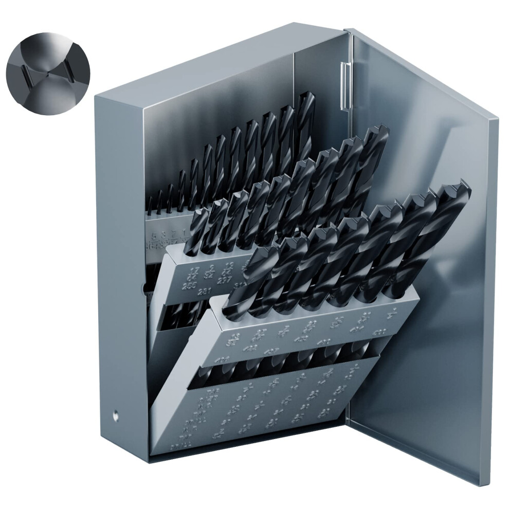 MACXCOIP TiAIN Coating Cobalt Drill Bit Set  Multifacet Tip 29Pcs M35 Jobber Drill Bit Kit for Hardened Metal  Stainless Steel  Cast Iron and Soft Mat-image-OPC-PGFNKXD-NEW