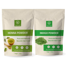 Henna i indygo w proszku na porost koloru włosów - 200g (100g każda) Czysta i naturalna farba do włosów