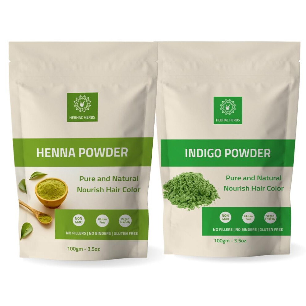 Hebhac Kr?Uter Blue Henna And Indigo Powder For Hair Color Growth - 200G (100G Each) Pure And Natural Hair Dye