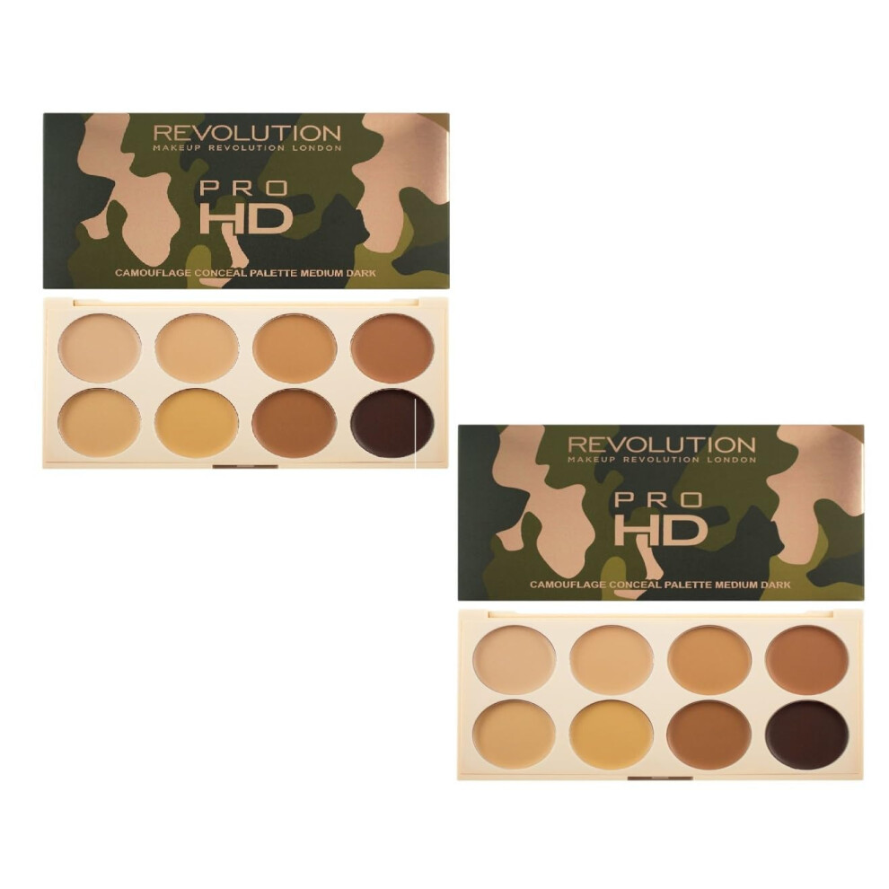 Pack of 2 Makeup Revolution Beauty PRO HD Camouflage Corrector Palette  Medium Dark