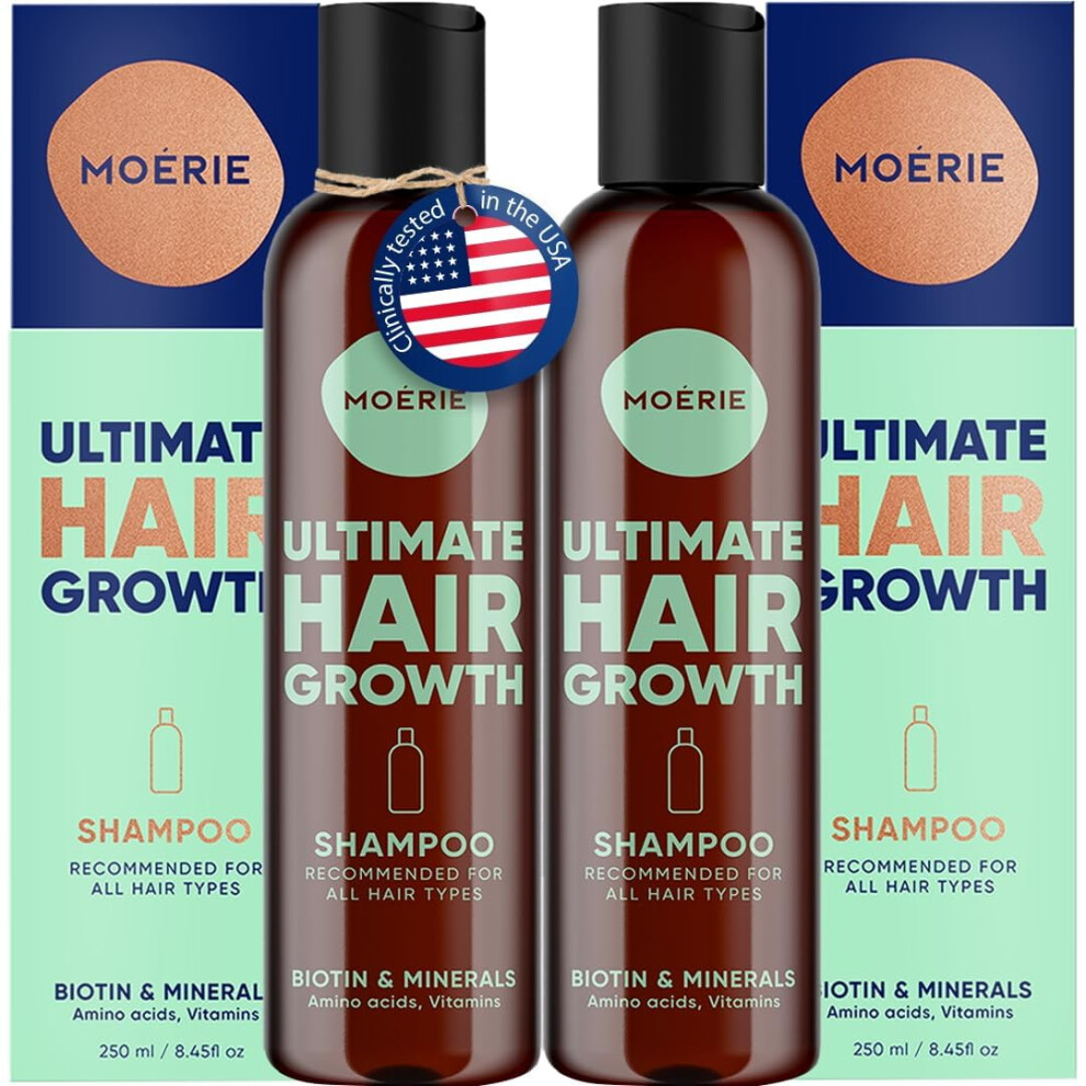 Moerie Ultimate Hair Growth Shampoo - For Longer Thicker Fuller Hair - Vegan Friendly Volumizing Hair Products - Paraben & Silicone Free - All Hair