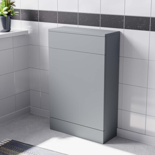 NES Home Nes Home Matte Grey 500mm Freestanding Back To Wall WC Unit Bathroom Flat Pack