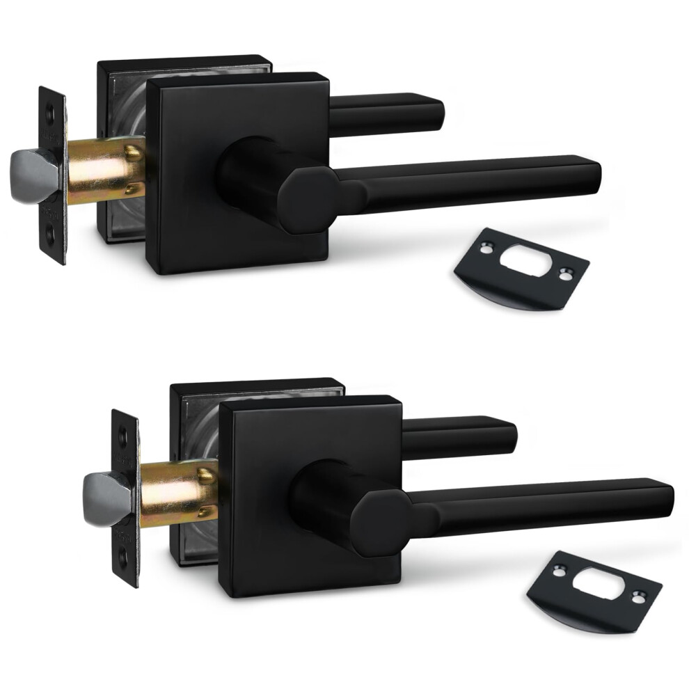Newbang (2Pack) Hall/Closet Lever Handle Lock In Aged Matt Black- Door Lock Handle In Matt Black For Passage Door Hd1601-Db-Ps-2P 6131637266249