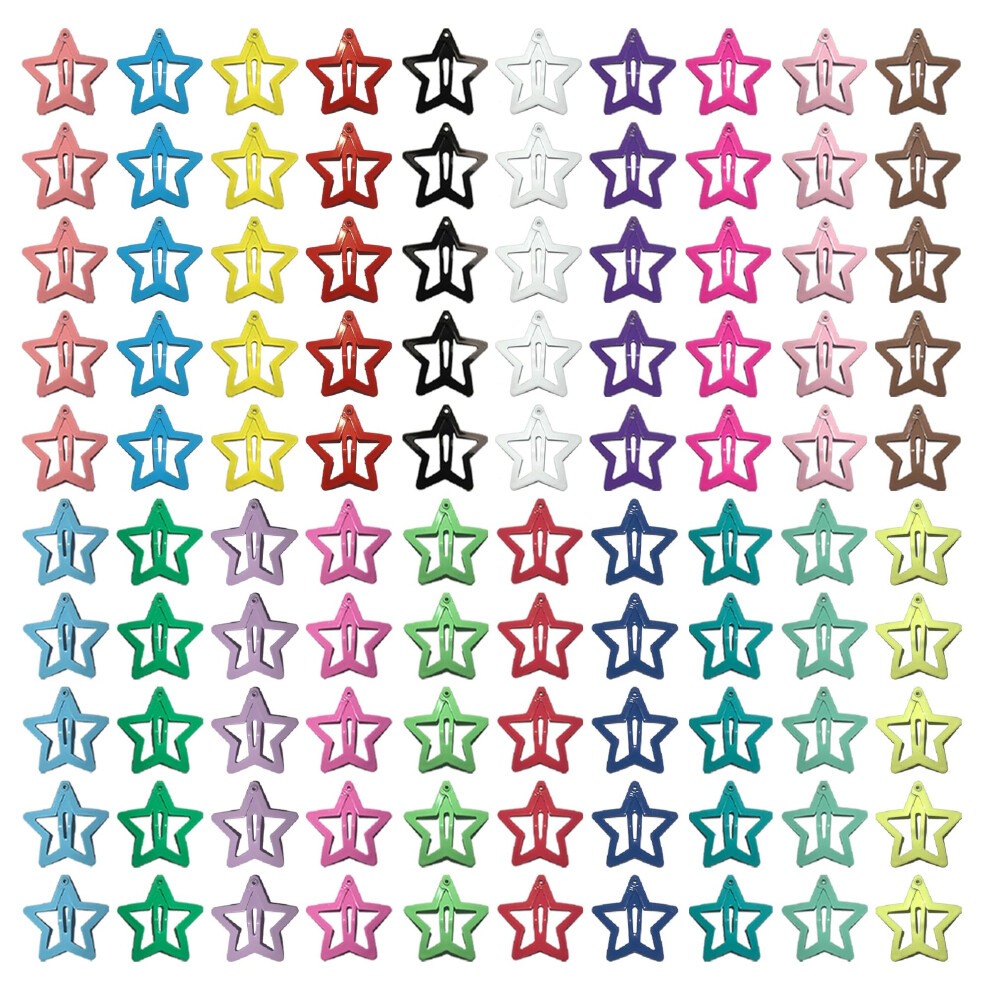 Filles Cybaug 100 Pack Star Metal Clips De Cheveux Pour Les Tout-Petits Kids Femmes Mignons Snap Hair Barrettes Pour Les Cheveux Fins / Paisses-image
