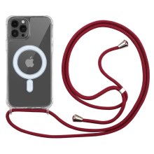 (Wine Red, For iphone 11) Crossbody Lanyard Clear Magnetic Case For iPhone 1