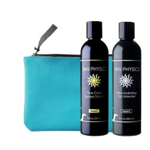 Tan Physics Tanner senza sole 8oz con estensione e borsa per il trucco - Lozione auto -abbronzante - Lozione abbronzante istantanea per viso e corpo