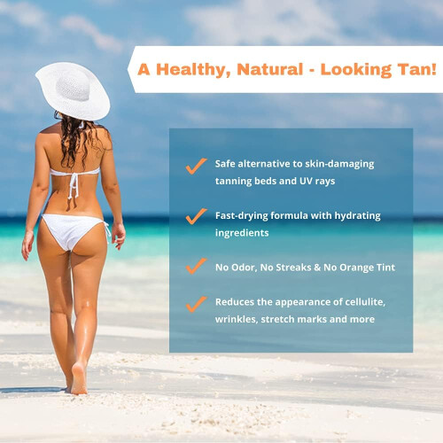Tan Physics Sunless Tanner 8oz con extensor y bolsa de maquillaje - locin de bronceado e instantne 1
