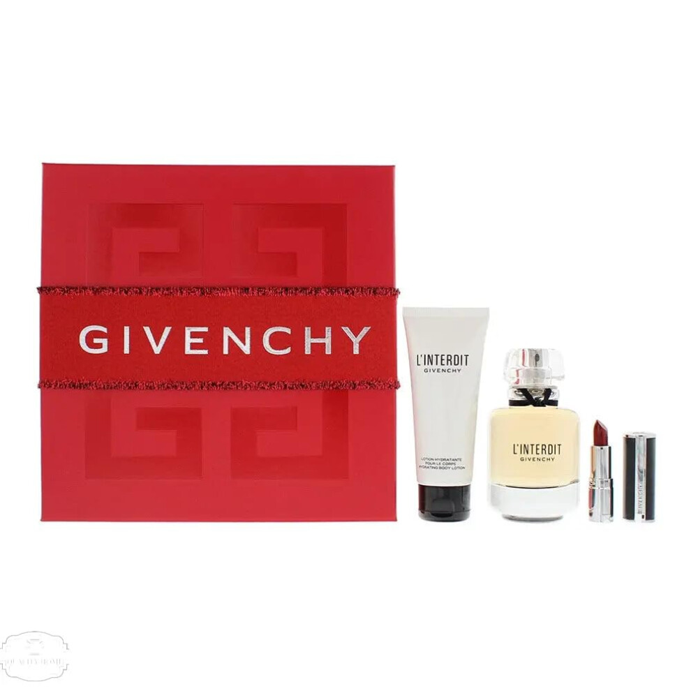Givenchy LInterdit for Women - 3 Pc Gift Set 1.7oz EDP Spray  2.5oz Body Milk  0.05oz Lipsick