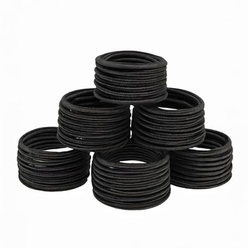 Neva Nude No Damage Elastische Schwarze Haargummis, 50Er-Packung ? Stilvolle Und Langlebige 4-Mm-Haargummis ? Verheddern Sich Nicht Und Sind Sanf-image
