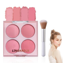 4 Colors Blush Palette for Cheeks Face Matte Contour Blush Makeup Palette Buildable Shimmer Facial Cheek Blusher Shades Blendable Cosmetic Makeup