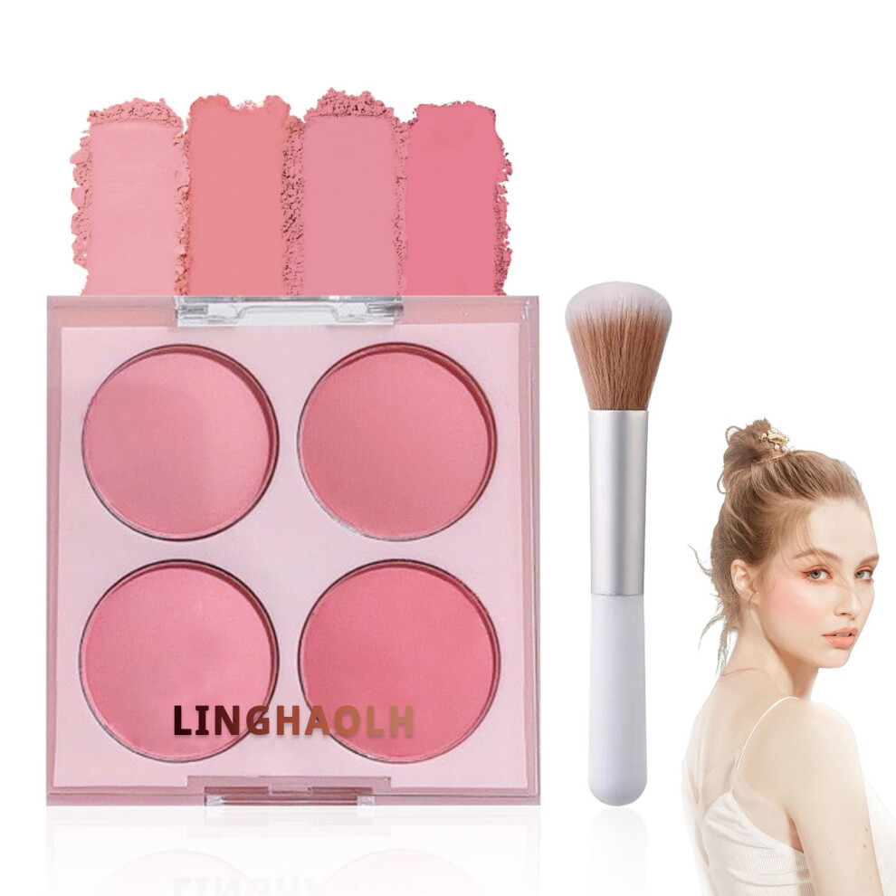 Linghaolh 4 Colors Blush Palette For Cheeks Face Matte Contour Blush Makeup Palette Buildable Shimmer Facial Cheek Blusher Shades Blendable Cosmetic Makeup Blus