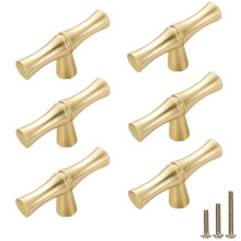 ESreake 6Pcs Bamboo Shape Solid Zinc Alloy Cabinet Knobs Handle pulls Dresser Drawer Cabinet Cupboard Closet Door Pull Decorative Furniture Accessor