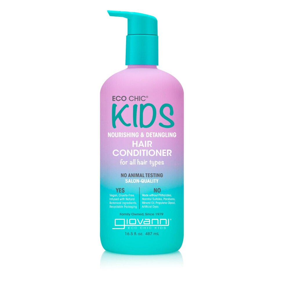 Eco Chic KIDs Nourishing & Detangling Hair Conditioner - Kids Conditioner Detangler  For Kids  For All Hair Types  Salon Quality  Vegan - 16.5 Fl Oz