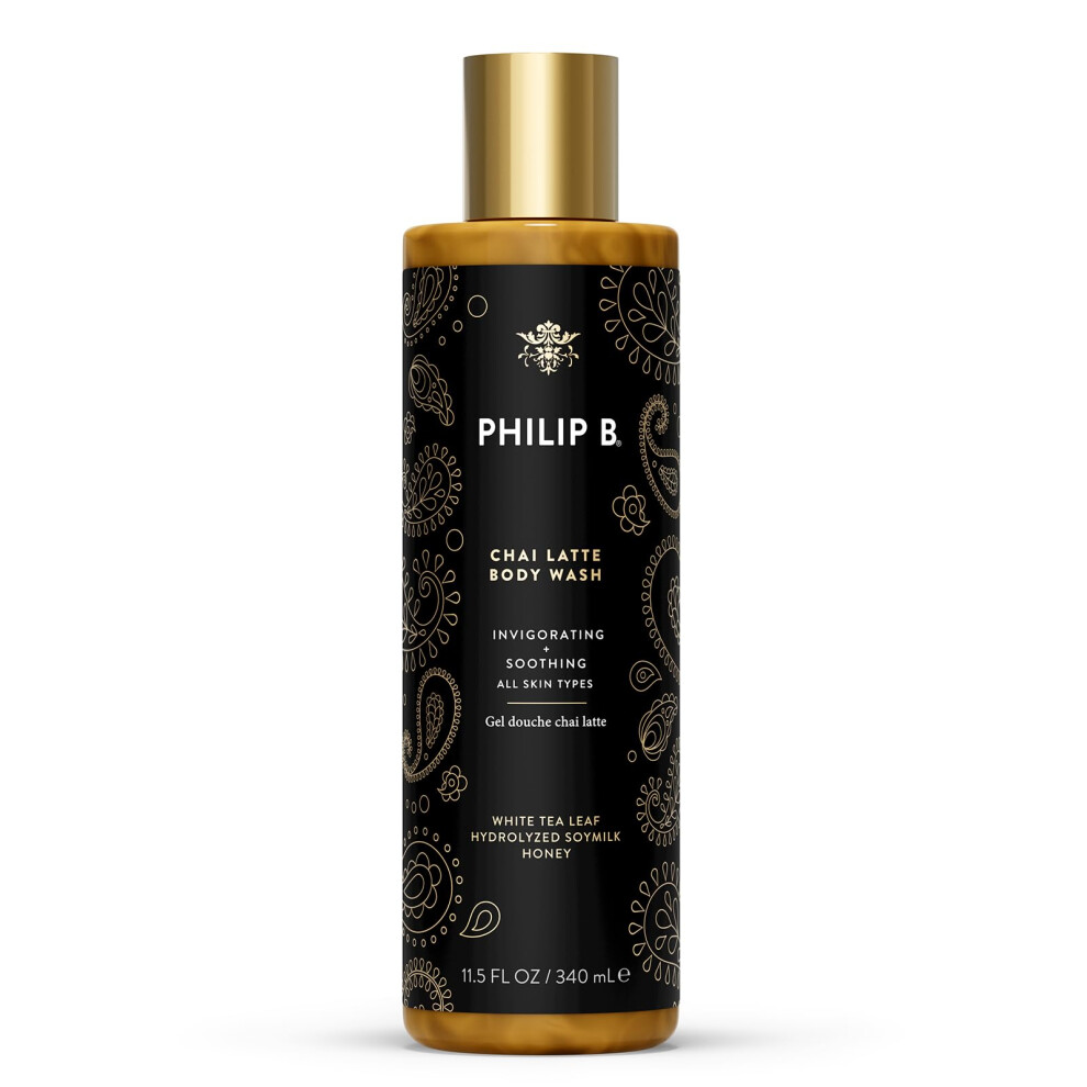 PHILIP B Chai Latte Body Wash 11.5 Fl Oz (340mL) - Invigorating + Soothing  Formulated with White Tea Leaf  Hydrolyzed Soymilk & Honey  for All Skin T