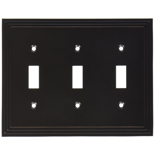 Amerelle Steps Triple Toggle Cast Metal Wallplate in Aged Bronze