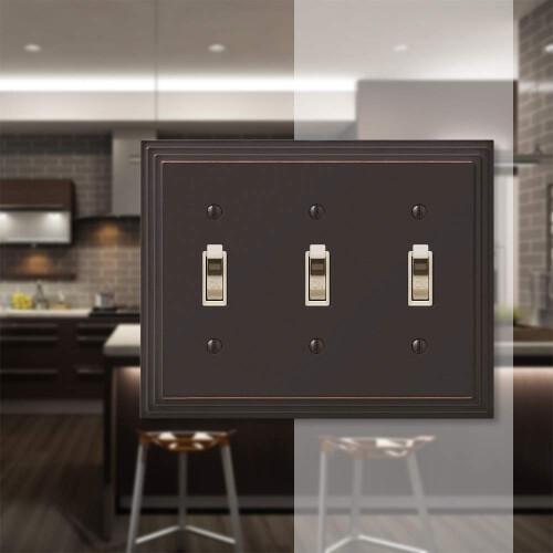 Amerelle Steps Triple Toggle Cast Metal Wallplate in Aged Bronze 2