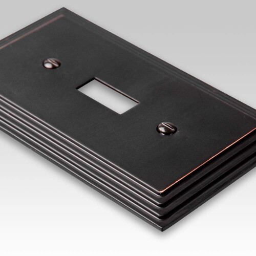 Amerelle Steps Triple Toggle Cast Metal Wallplate in Aged Bronze 1