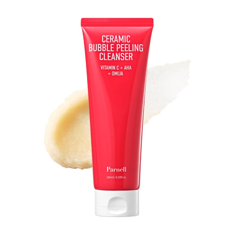 Parnell Aha Omija Ceramic Bubble Peeling Cleanser 180Ml / 6.08 Fl.oz. | Exfoliate Peeling Gel For Face Korean Skin Care Korea Beauty
