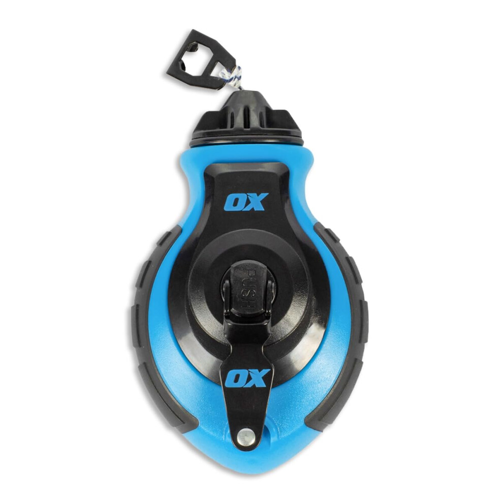 OX Tools OX-P027731 Chalk Line - 100' Thick Line  Curved Hook  6:1 Gear Ratio  Metal Handle  Easy Top Load  Ergonomic Shape & Rubber Grips - Ideal for