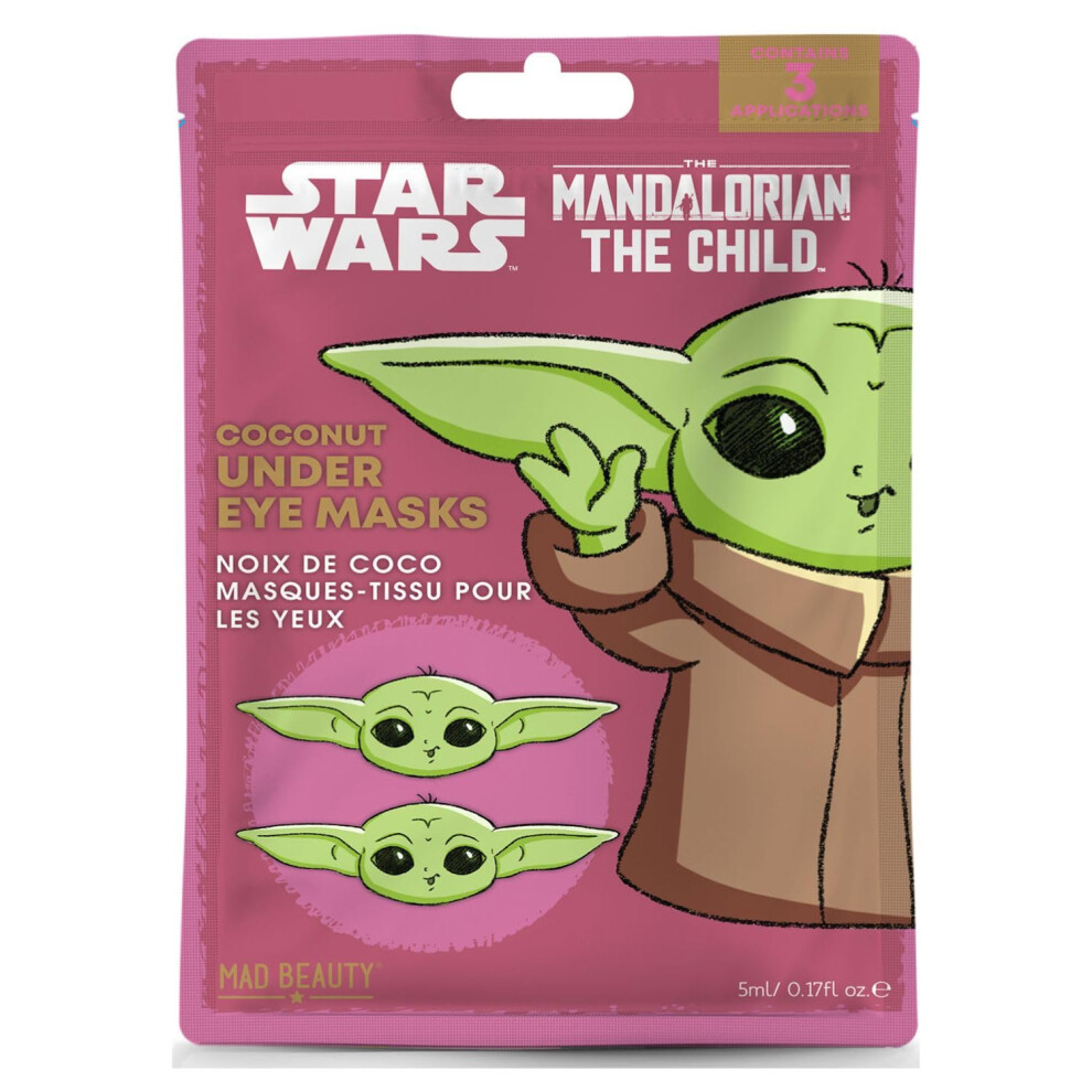 Mad Beauty Dark Star Wars Grogu Under Eye Patches Mandalorian The Child Baby Yoda Character Design | Aloe Vera Coconut | Circles Puffy Eyes Refres