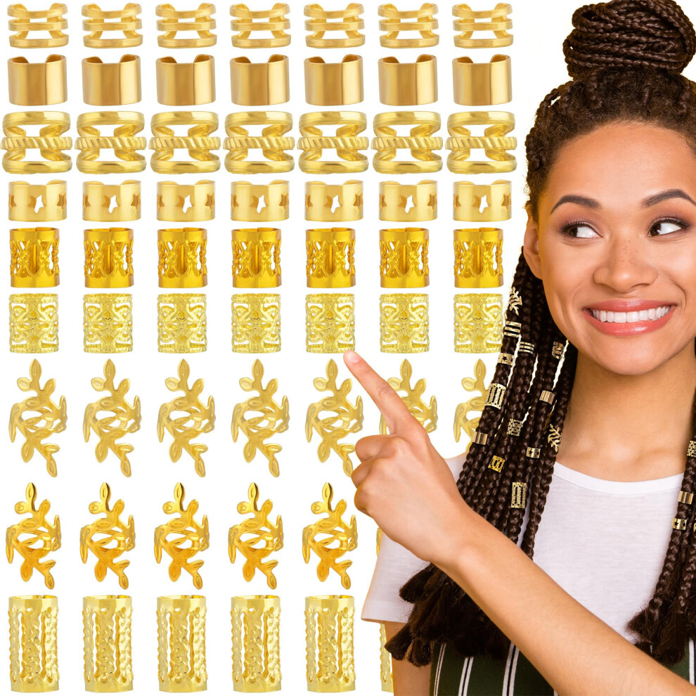 Beiqiya Gold 90Pcs Hair Jewelry For Braids Metal Hair Cuffs Dreadlock Accessories Adjustable Loc Hair Ring Decoration For Halloween Christamas- 9 St
