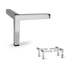Zestaw okuć AKB, 4 nowoczesne nogi meblowe z kwadratowych rur metalowych - elegancki metalowy design, trwały i stylowy (4"""" H, chrom)