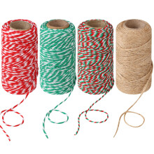 4 Rolls Christmas Twine String for Crafts Cotton String Natural Jute Twine String Jute Rope Green Red and White Twine Craft Twine Rope Wrapping Gar