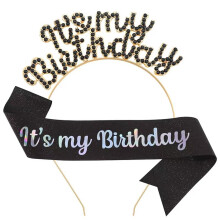 JIAHANG F?dselsdag Krystal Bogstaver Pandeb?nd & Sash til piger Kvinder It's My Birthday Krone Pandeb?nd og Sash S?t S?dt f?dselsdag h?rtilbeh?r