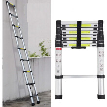 2.6M /8.5ft Aluminum Extension Folding Telescopic Loft Ladder Straight Attic Telescoping Ladders Capacity 150kg/330lb with Certificate EN 131