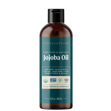 SOULSATION Biologische jojoba-olie voor huid, haar en gezicht (16oz) | 100% puur natuurlijk koudgeperst
