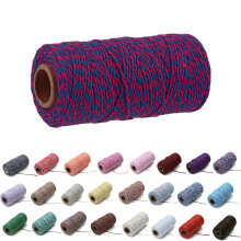 1 Roll 2mm 109 Yard Colourful Cotton Cord Bakers Twine DIY Crafts Gift Wrapping Christmas Wedding Home Decor String Rope (Rose Red+Blue)