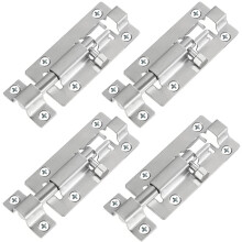 FATLODA 4-pack vatboutgrendel Schuifgrendel 3 inch schuifgrendel Verdikt roestvrijstalen schuifslot voor deur Geborstelde afwerking Schuifgrendel Slo