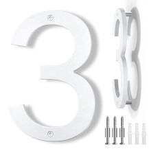 IVERRA 8 Inch Large Floating House Numbers White Modern House Number for Outside Big Plastic Exterior Address Numbers for Door Wall Street (3)