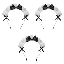 3 db Fekete noi lnyok Lolita fejpnthoz csipke masni hajpnt szobalny Anime Cosplay fejfedo szalag Bowknot noi divatos fejpntok aranyos hajpnt pa