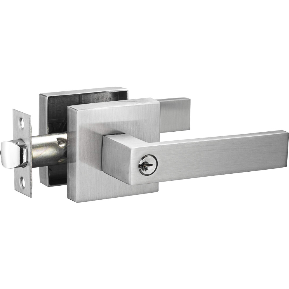 Berlin Modisch Contemporary Square Entry Lever Door Handle Lock And Key Locking Lever Set [For Front Door Or Office] Reversible For Right & Left Sided 686912505514