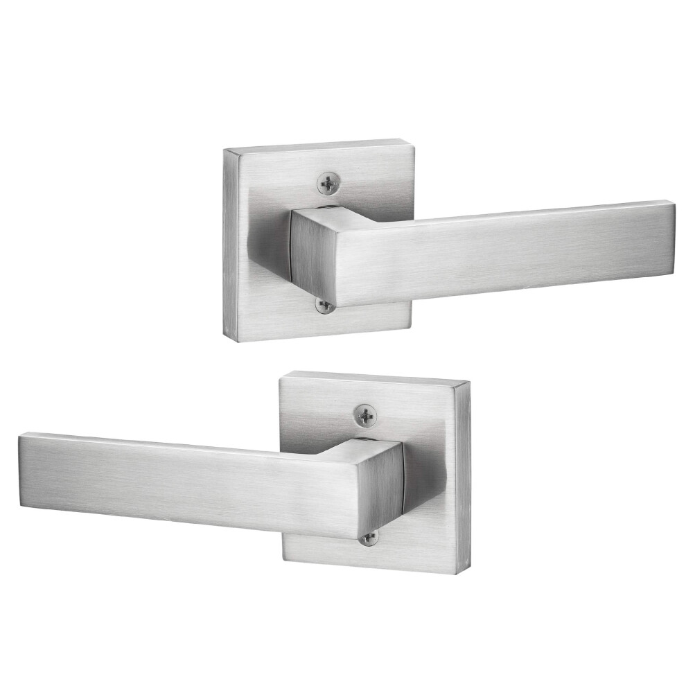 Berlin Modisch Contemporary Square Dummy Lever Door Handle Pack Of 2 Non-Turning Single Side Pull Only Lever Set [For Closet Or French Doors] Heavy Du 686912505576
