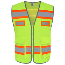 TCCFCCT Skerhetsvst fr mn Kvinnor med fickor Reflexvst med hg synlighet fr skerhet Arbetsvst med fluorescerande orange frlngd kant Upp