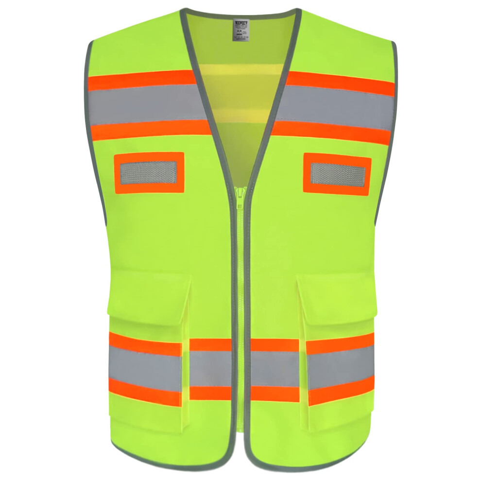 TCCFCCT Safety Vest for Men Women with Pockets High Visibility Reflective Vest for Safety  Work Vest with Fluorescent Orange Extend Edge  Meets ANSI/I-image-OPC-PGFNWC2-NEW