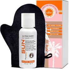 Sun Laboratories By Giesee Ultra Dark Self Tanner with Mitt - Sunless Tanning Lotion for Instant Waterproof and Safe Tan - Self Tanner & Tanning Mit